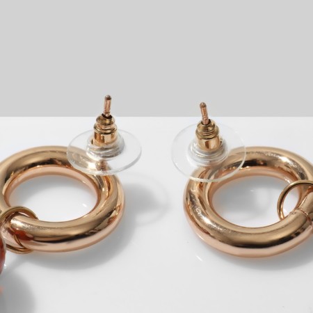 Earrings "Mushrooms" fly agaric in specking, white-brown color in gold-2