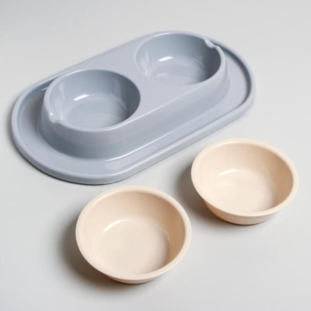 Animal bowl "Moore-huma" 0.3l double on a stand, gray-1