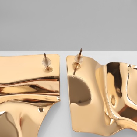 Earrings Metal "Atmosphere" rhombus rumbled, color gold-3