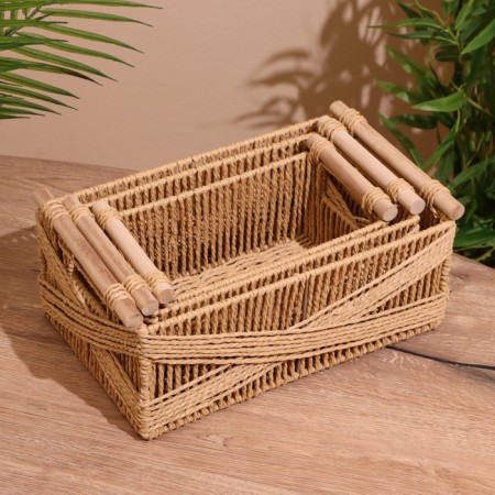 Set of wicker baskets, 3 pcs, 36x31x25 cm-8