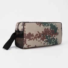 Cosmetic bag with lightning, beige color/camouflage