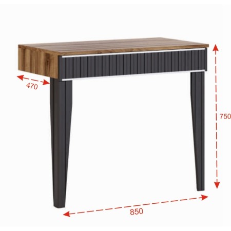 Tuale table "Monica No. 5", 850 × 470 × 750 mm, Avelano color / graphite anti -beach supermat-1