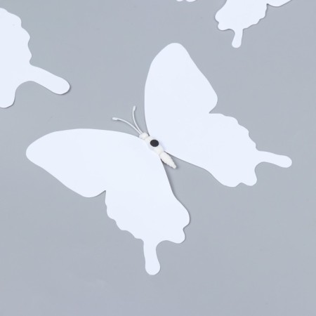 Magnet Plastic "Butterfly Double Wings" White Set 12 pcs-2