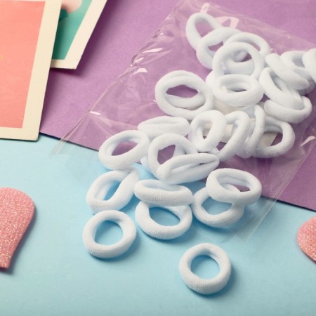 Hair elastic band “Chosenka” (set 30+-1 pcs) D-1,4 cm assorted, white