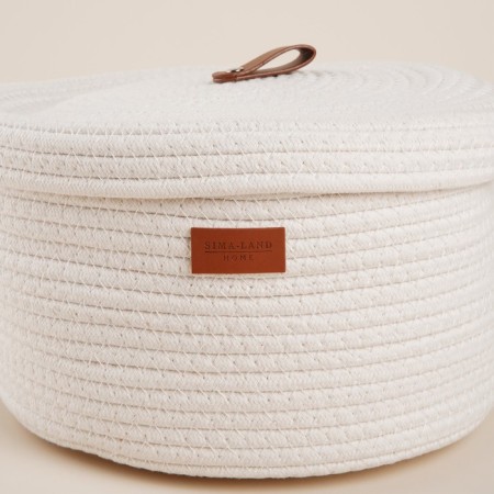 Basket for storage branded handmade shade “Bell”, 25 × 25 × 13.5 cm, small, white color-3