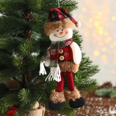 Soft toy "Snowman in a cage" 8x29 cm, red-brown