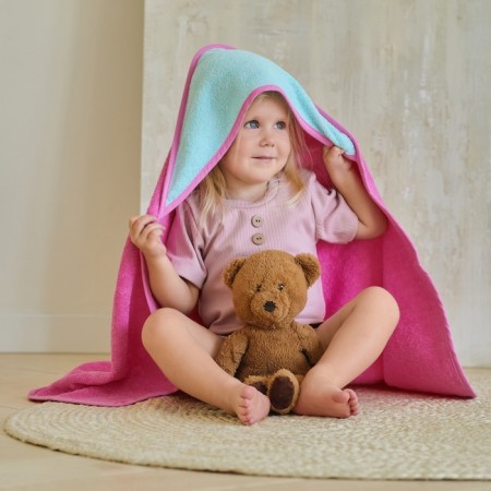 Toward Tensor Corner I, 75x75 cm, mint/pink color, 100% cotton, 360 g/m2