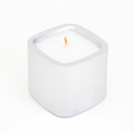 Candle "Square. Marble" in the candlestick of gypsum is small, 5x4.5 cm, silver-2