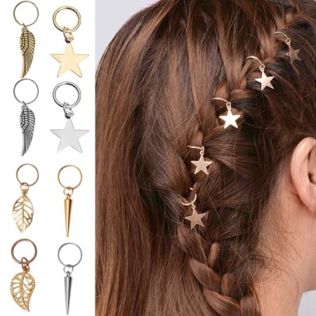 Hair piercing "Leaflets", 3.9 × 1.4 cm, 10 pcs, Golden color-4