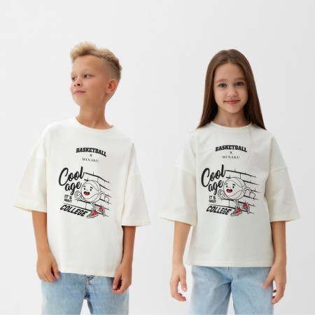 T -shirt Children's Minaku: Bascetball Kids, Milk color, height 122 cm