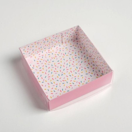 Confectionery packaging, Makarun box with PVC lid, “sweets for joy”, 12 x 12 x 3 cm-2