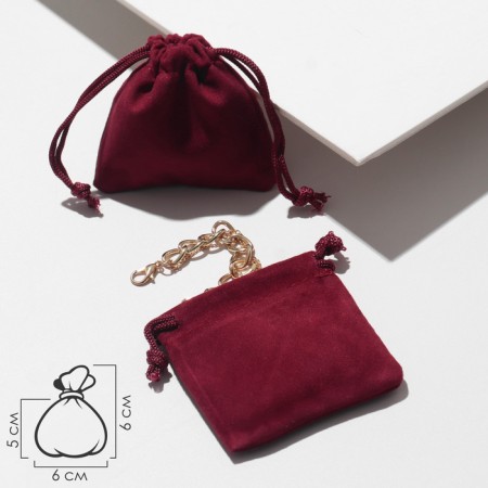 Velvet bag, 6 × 6 cm, burgundy color