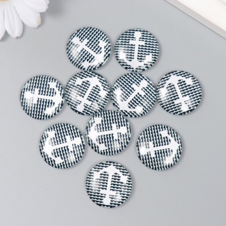 Decor (cabochon) for creativity glass "Anchor" mix d = 2.5 cm-2