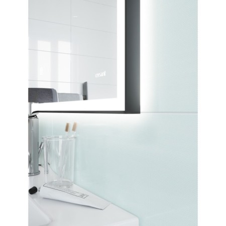 Cersanit Led 011 Design 80x70 cm mirror, backlight, clock, metal frame, rectangular-2