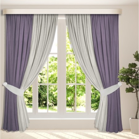 Set of curtains "Canvas", size 200x270 cm, 2 pcs, color purple gray-2