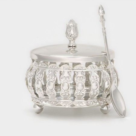 Metal Sugar "openwork" with a spoon, 200 ml, 10 × 10 cm-1