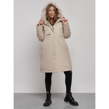 Coat insulated winter female, size 42, beige color-4