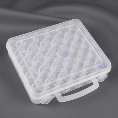 A set of jars for needlework, 30 pcs, d = 2.5 × 2.9 cm, in a container with a pen, 16.2 × 13.6 × 3.4 cm, the color is transparent-2