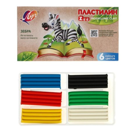 Plasticine 6 colors 90 g zoo