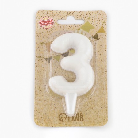 Candle in the "balls" cake, number "3", pearl, 5.5 cm-3