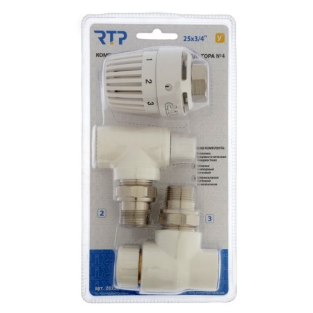 Thermostatic kit for the radiator RTP No. 4, D = 25 mm x 3/4 ", corner