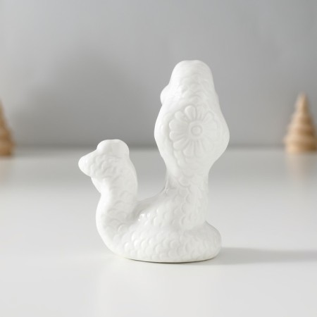 Souvenir Ceramics "White Cobra with Flower" with gold 4x6x8 cm-3