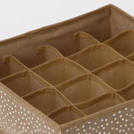 Organizer for storing linen “Points”, 16 cells, 27 × 25 × 10 cm, beige color-3