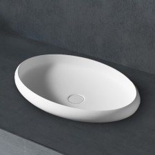 ABBER STEIN AS2614 sink, invoice, 600x400x110 mm, artificial stone, white