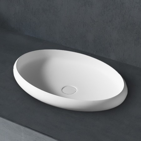 ABBER STEIN AS2614 sink, invoice, 600x400x110 mm, artificial stone, white