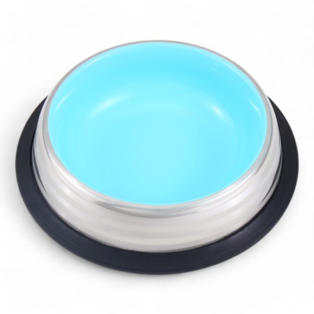 A bowl with a non-slip base, 225 ml, silver-blue-1