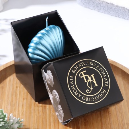 Figure candle "shell", 4x9x6.5 cm, turquoise, in a box-2