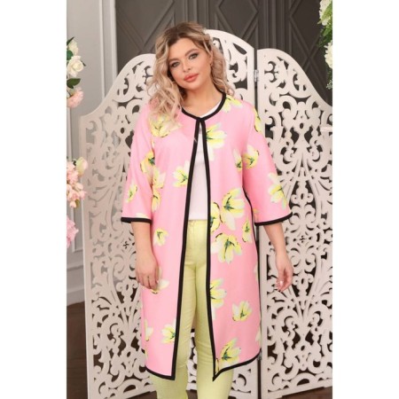 Cardigan female, size 54, white, pink color-6