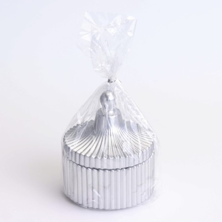Candle "Dome" in a candlestick with narrow faces of gypsum with a lid, 7.5x9 cm, silver-6