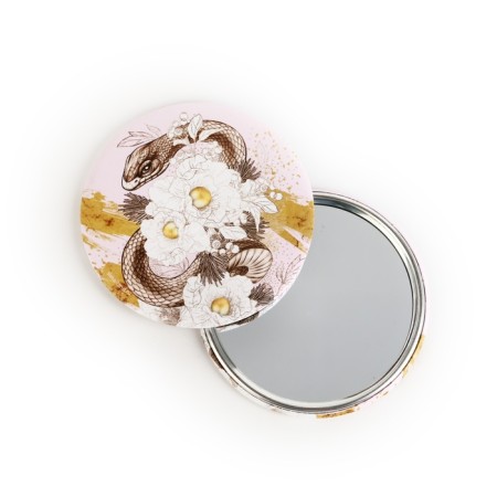 Pocket mirror "snake in flowers", diam. 7 cm-1