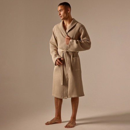 Wafel dressing gown men SL Home: Basic "Sabbia", size XL, 100% cotton, 300 g/m2-6
