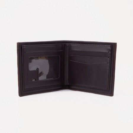 Male purse without fastener, department for bills, for maps, brown color-2