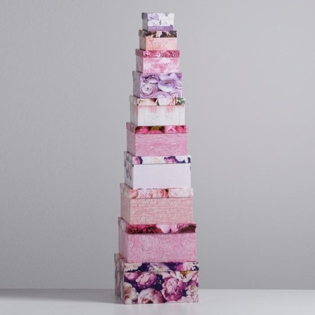 Set of boxes 10 in 1, gift packaging, “Flower”, 10.2 x 10.2 x 6–28.2 x 28.2 x 15 cm 15 cm-2