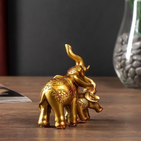 Polystone souvenir "Elephant with an elephant mosaic on the Popon" MIX 12x12x4 cm-3