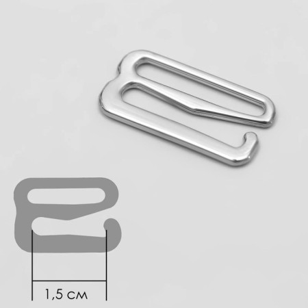 Hand hook, metal, 15 mm, 20 pcs, silver color-1