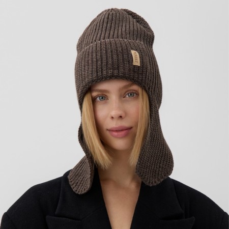 Minaku earflap, rr 56-58, coffee color