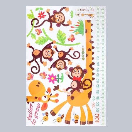 Stick plastic Interior color Rostomer "Giraffe and Monkeys" 60x90 cm-1