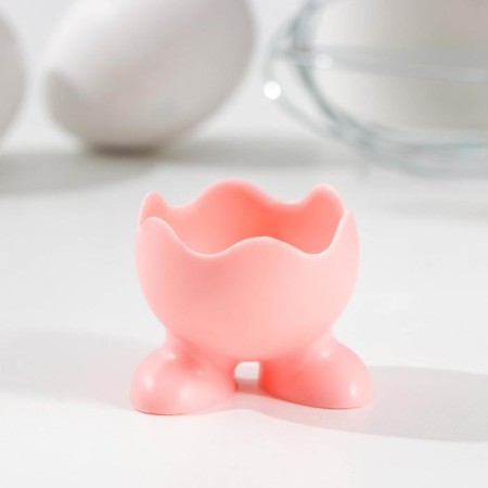 Silicone stand for the eggs of the share "Legs", 5 × 4 cm, pink color
