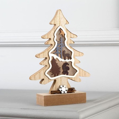 LED figure "Christmas tree" 15.5 × 23 × 5 cm, wood, batteries AAAX2 (not in the kit), glow warm white-1