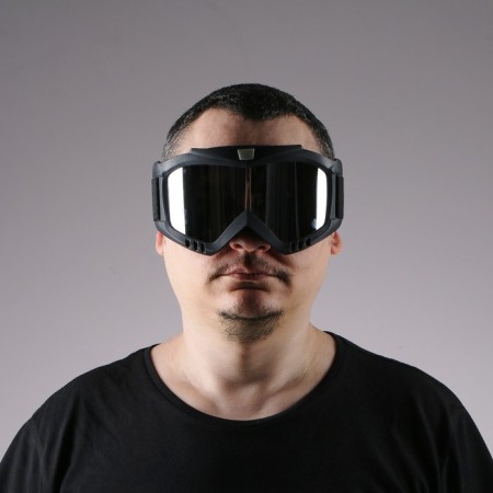 Mask glasses for motor vehicles, collapsible, chrome visor, black color-8