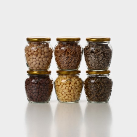 A set of glass cans with a golden lid and label, TO-82, 0.55 l, 6 pcs-7
