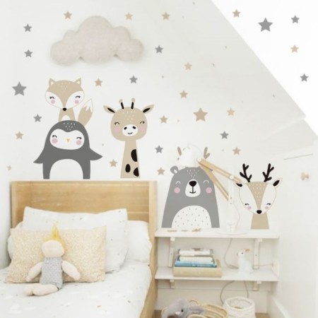 Sticker Plastic Interior color "animals and stars" 40x60 cm