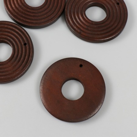 Decor for creativity wood "circles" dark brown 4x4x0.5 cm-1