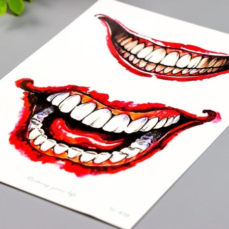 Tattoo on the body color "Joker smile" 15x10.5 cm-1