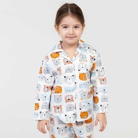 Pajama nursery (shirt, trousers) kaftan "animals" p. 98-104, white-5