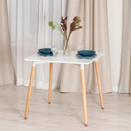 John table (Mod, T1003) MDF/tree, white/natural 80x80x75cm